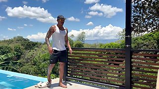 Latin COUGAR bangs the outdoor pool technician when her spouse is away, bi-racial romp with a Colombian black stud!