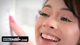 Exxxtra petite - petite babe leaps on her big step-brother and wraps her juicy lips around his thick cock