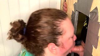 Big titted glory hole blowjob slut fucks and loves facial