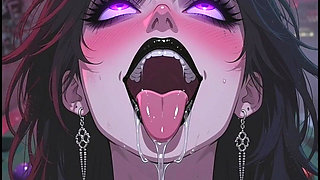 Dark Anime Woman in Bar at Billiards, Rocker Leather
