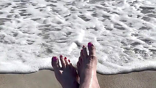 Waves Crashing on Size 16 Feet & Legs