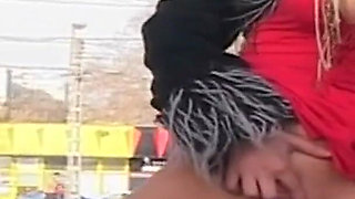 Snowy Exhibitionist Flashes Pussy and Ass in Public