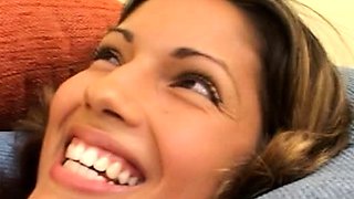 POV blowjob footjob handjob with Karla Kush eating cum