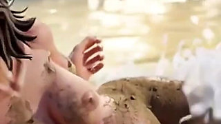 Pregnant Slave Naked in Public Beach Bondage - Huge Belly Exposed