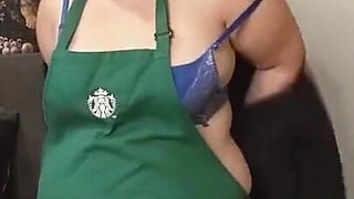 Starbucks apron striptease