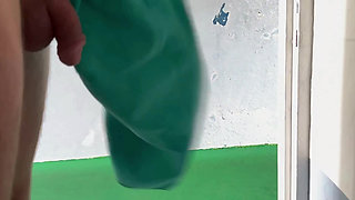 BeENJoY - Naked in the shower of the public swimming pool, a guy stares at me while waiting to take my place