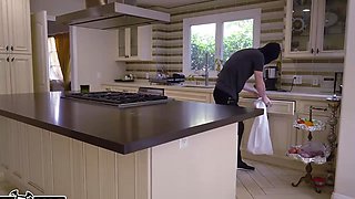 thief grabs and drags a big tits babe