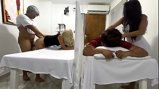 Hearing My Wife's Intimate Moments Next Door in the Massage Parlor: An NTR Experience with Big HD and Shelina Leon