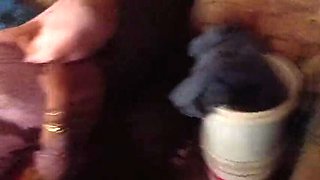 Stepmom loves giving me a handjob while wearing a thong and socks