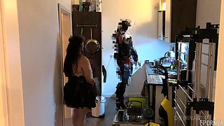 Bound beauty captivates with daring kitchen passion in thrilling intimate play