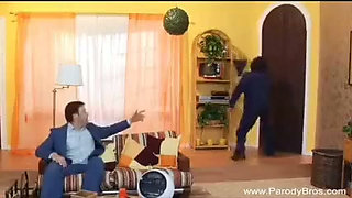 Brunette milf with fake tits gets her pussy fucked before cum fills her mouth