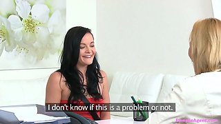 Girl agent - xxx questions lead to undressing and intense lesbian Oral Sex