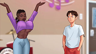 Anon Beat Out the Rhythm From a Pair of Big Black Boobs - Summer Time Saga