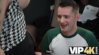 British cougar secretary seduces a younger guy