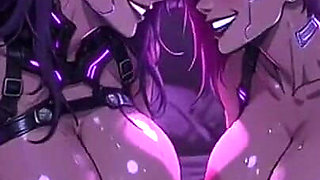 Cyberpunk Fun Girls in Their Room, Ai Animation