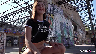 German Scout - Small Tits Fitness Model Mina K Seduce to Casting Fuck at Lost Place Berlin