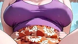 Big Tits Hentai Beauty Bounces Passionately on Tropical Porch - Dripping Wet!