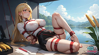 A Crazy Pixie Tale Comes to Life with a Light-haired Hotty Corded in Ebony Restrain Bondage at Best Nude.