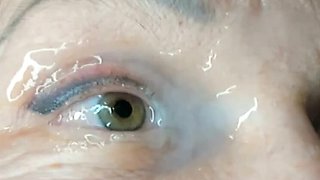 Mature MILF Tania Takes Huge Face Cum Load in Her Eye - Extreme Close Up