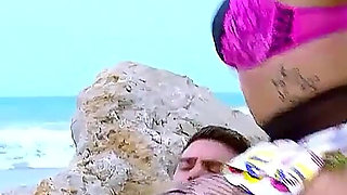 Curvy milf Ashley rider meets step son on the beach and gets fucked