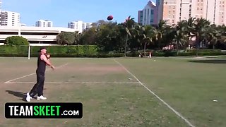 Pretty blonda babe gets her labia opened up