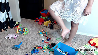 Real Stepmom Cleaning in Sheer Lace Dress