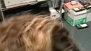 Diamond Does a Back Room Blowjob Scene