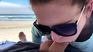 Blowjob and handjob on beach