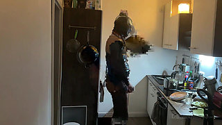 Dominant MILF Stretches Latex Sub's Ass Wide in Kitchen