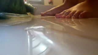 Shower Giantess: Colossal Bare Feet in the Rain