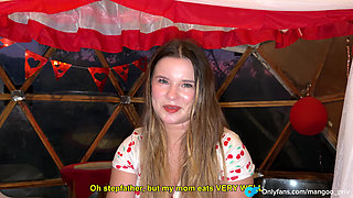 "WOW, how well my stepmom eats" Accidental creampie to stepdaughter on family vacation