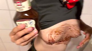 Mila Manila amateur blowjob and deep throat gets face fucked with chocolate