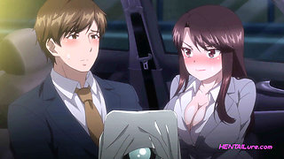 Office suit MILF stripped & ridden wild on car seat - Dubbed HENTAI (Uncensored)