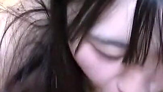 Full Face Reveal Black Hair Elegant Beauty Flashing Peace Sign Sloppy Blowjob Leads to Creampie