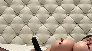 Big Tits Nipple Clamps Oiled up Rough Play