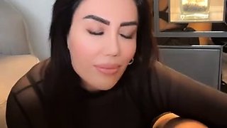 Tattooed busty brunette with foot fetish does hot footjob