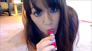 Dildo Sucking, Gagging and Booty Shake