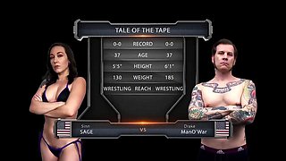 Sinn Sage vs Drake ManOWar Cat-Fight Mixed Wrestling
