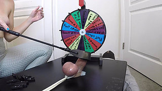 She Inserts a 30cm Probe All the Way Into His Meaty Cock - Playing BDSM Roulette