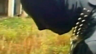 Dominating gas mask man