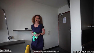 Perfect ass MILF French maid caught masturbating and anal fucked by hotel guest !!