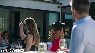 Hottie Mick Blue and Abigail Mac at lingerie xxx