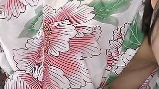 A Black-haired Japanese Beauty with Big Breasts. She Gives a Blow Job and Has Creampie Sex with Her Shaved Pussy in a Yukata