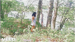 Korean Solo Female Does Public Cosplay Skirt Walking Nude