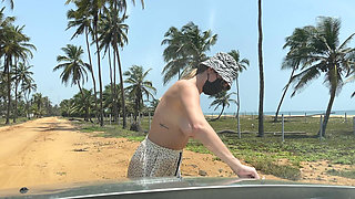 Batty Lux Topless Car Washing Busty Blonde Cleaning Car with Big Natural Tits