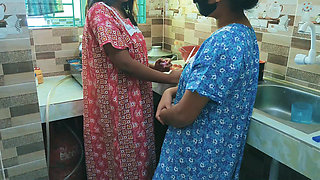 Desi hot lesbian stepsisters kitchen fuck with big dildo bangla voice