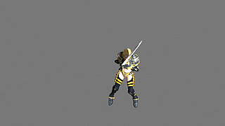 a girl dancing with sword