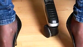 High Heel Clicks on Wooden Floor - Nylon Rubbing and Shoe Removal Asmr