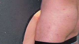 Mega Squirt in the Gloryhole! Fucked by the Stranger to the Creampie!