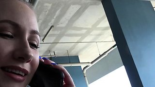 Busty amateur blonde banged in public outdoor